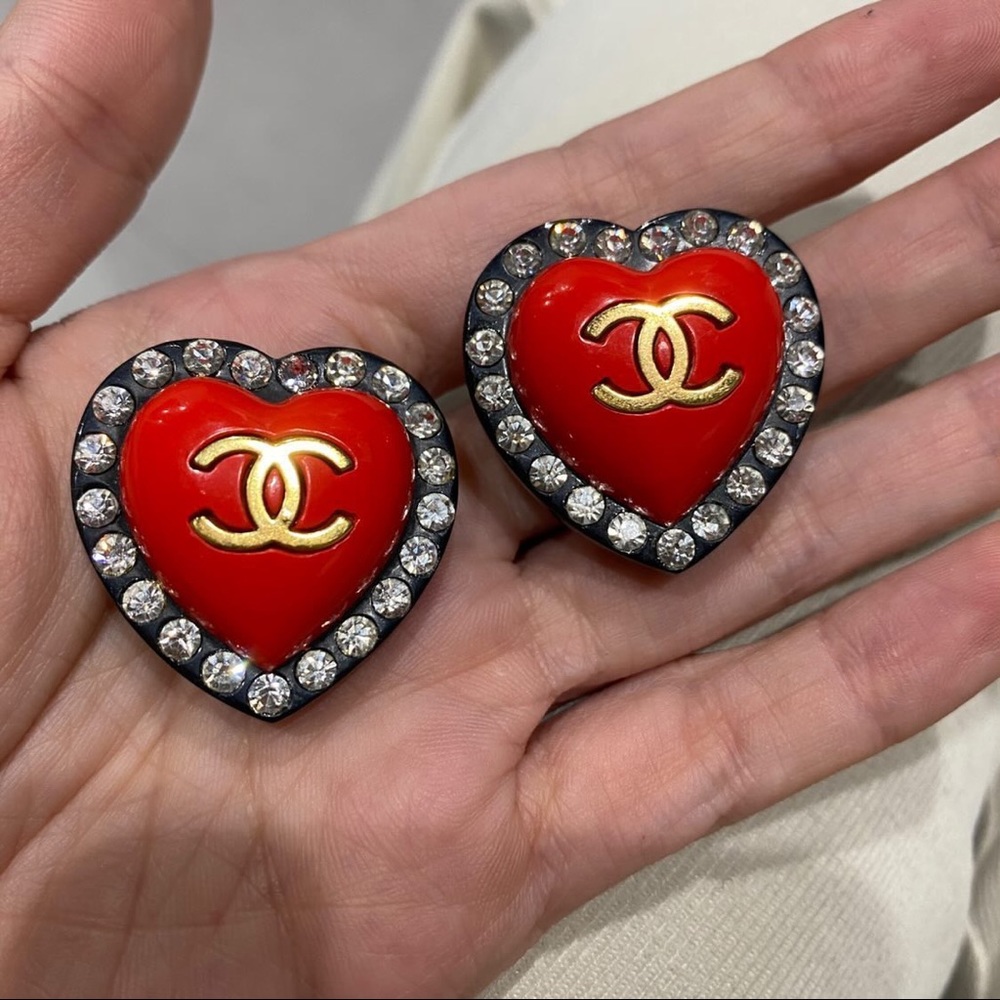 Chanel 1995 SS Heart crystal earrings - Picture 7 of 14